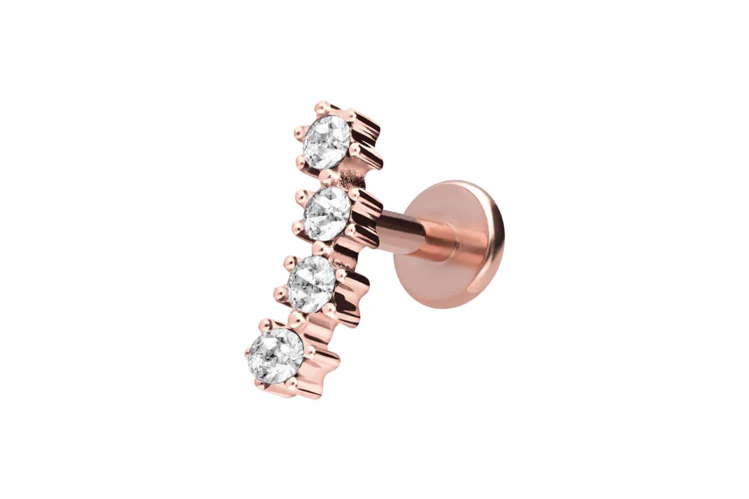 Titan Labret Piercing mit Innengewinde 4 EINGEFASSTE KRISTALLE